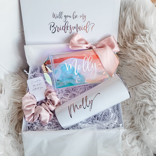 Bridesmaid Proposal Box - Makeup Bag and Drinks Tumbler