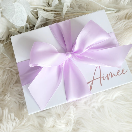 Lilac theme Bridesmaid Box with Lilac Ribbon - Minimalist Style