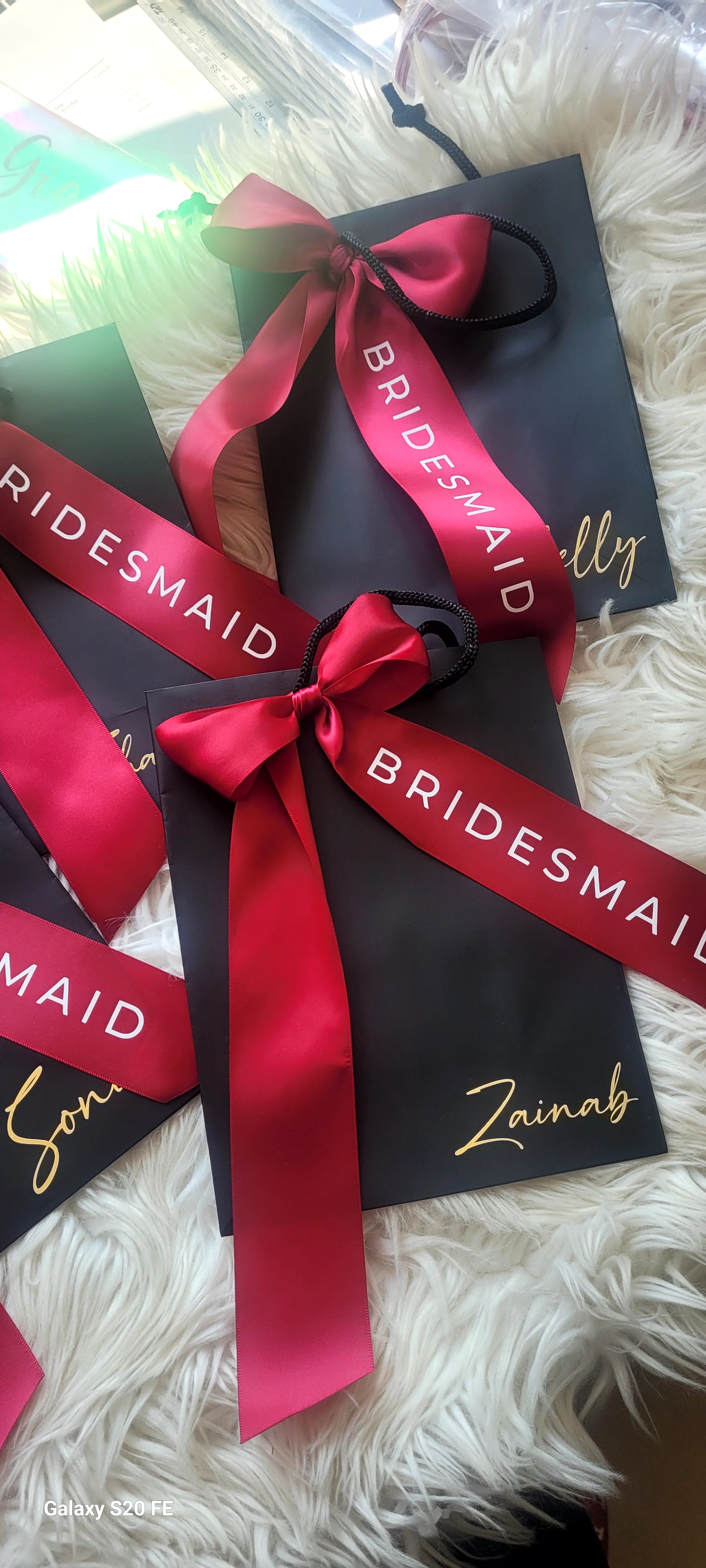 Personalised Bridesmaid Black Gift Bag - Small
