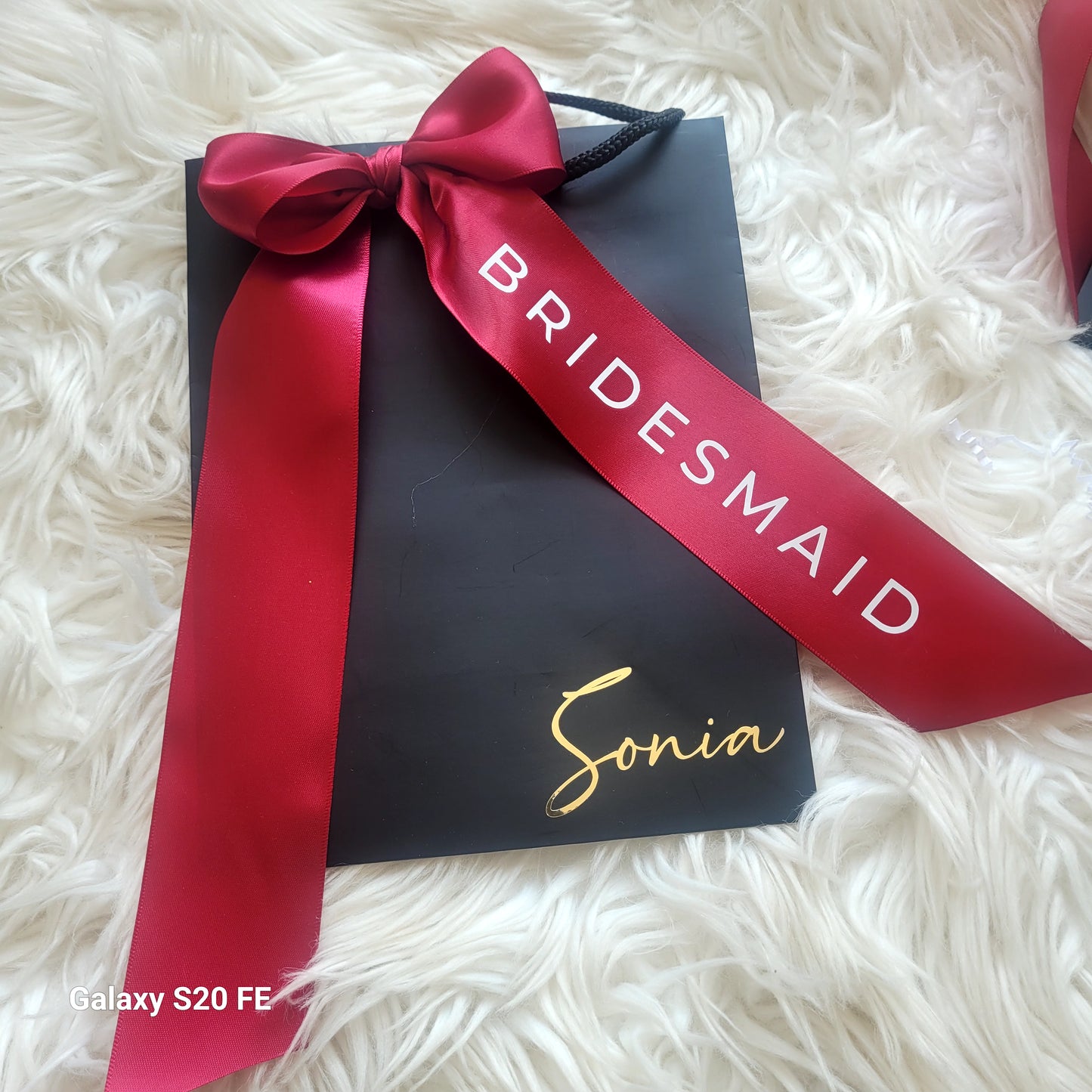 Personalised Bridesmaid Black Gift Bag - Small
