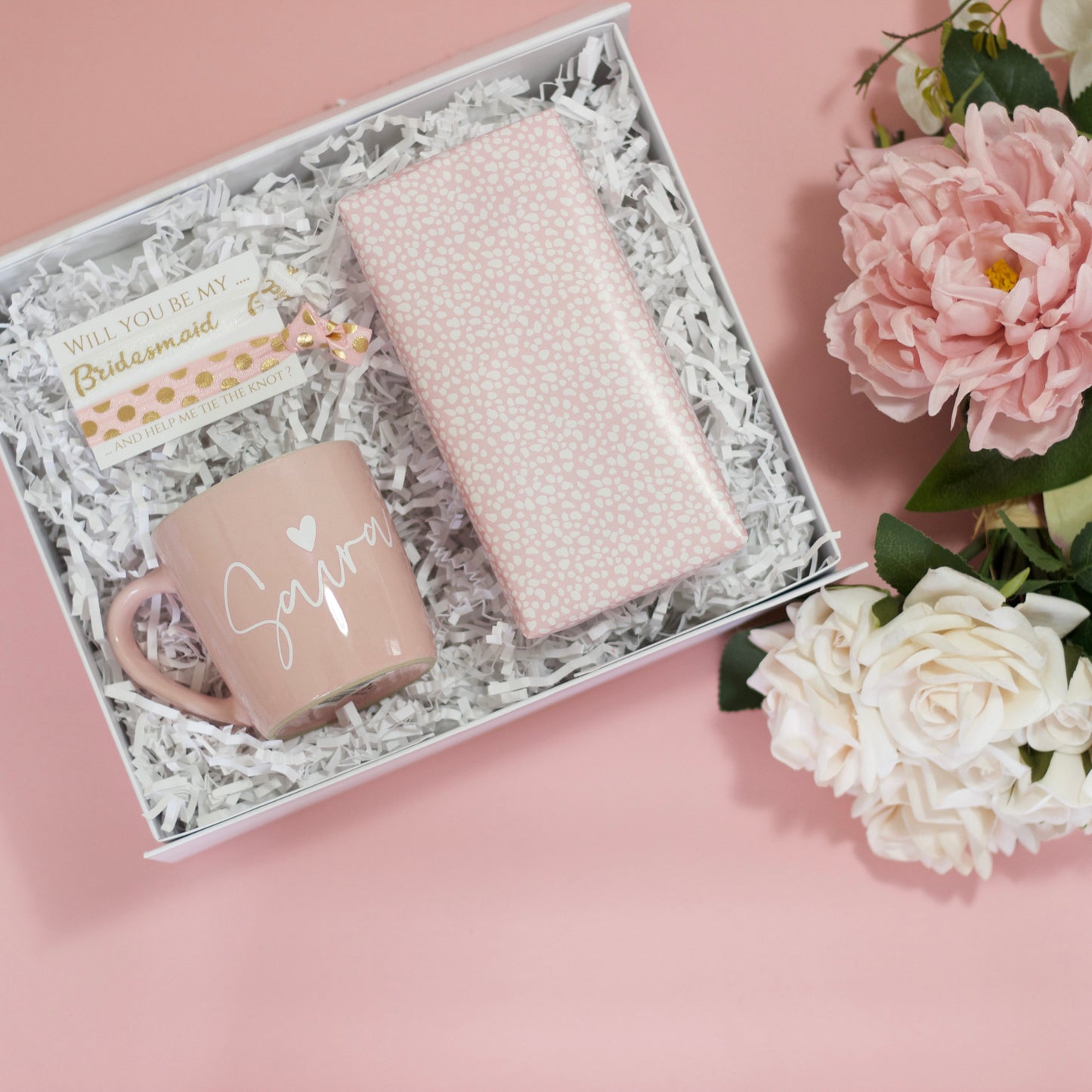 Will you be my Bridesmaid? Gift Box with Pink Mug