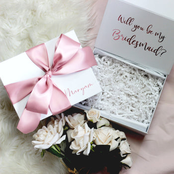 Bridesmaid Box with Ribbon - Minimalist Style